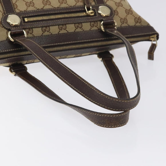 GUCCI GG Canvas Tote Bag Beige Gold 153008 Auth 129911