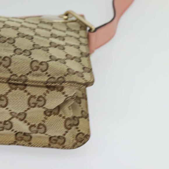 GUCCI GG Canvas Shoulder Bag Beige Gold 120841 Auth 129913