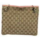 GUCCI GG Canvas Shoulder Bag Beige Gold 120841 Auth 129913-13