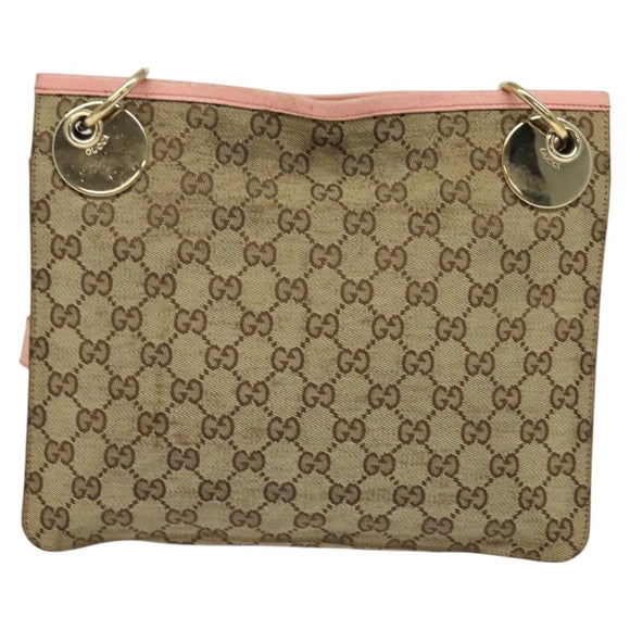 GUCCI GG Canvas Shoulder Bag Beige Gold 120841 Auth 129913