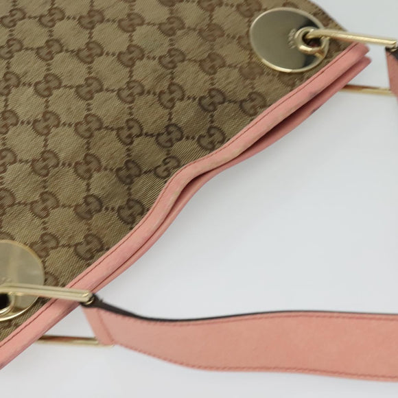 GUCCI GG Canvas Shoulder Bag Beige Gold 120841 Auth 129913