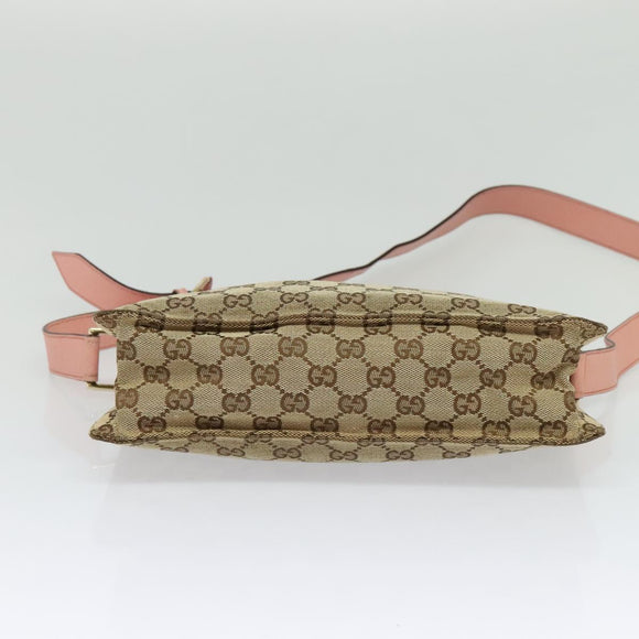 GUCCI GG Canvas Shoulder Bag Beige Gold 120841 Auth 129913