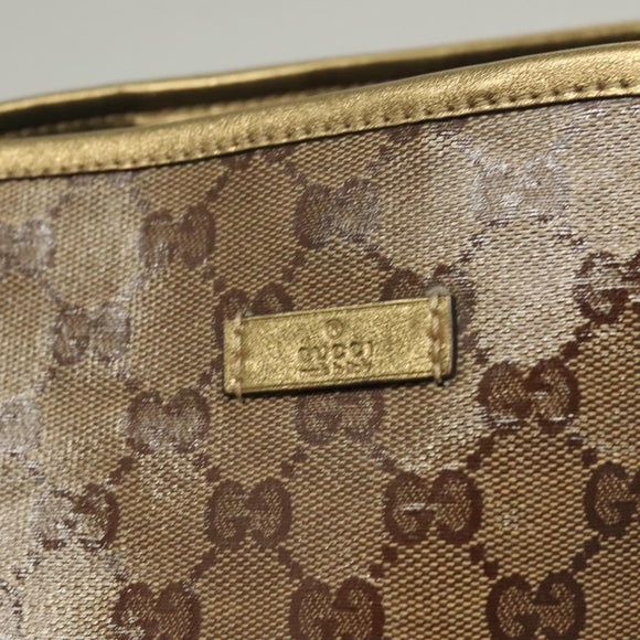GUCCI GG Crystal Tote Bag Coated Canvas Beige Gold 197953 Auth 129915