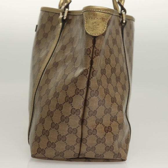 GUCCI GG Crystal Tote Bag Coated Canvas Beige Gold 197953 Auth 129915