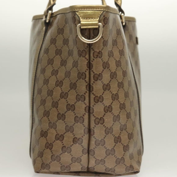 GUCCI GG Crystal Tote Bag Coated Canvas Beige Gold 197953 Auth 129915