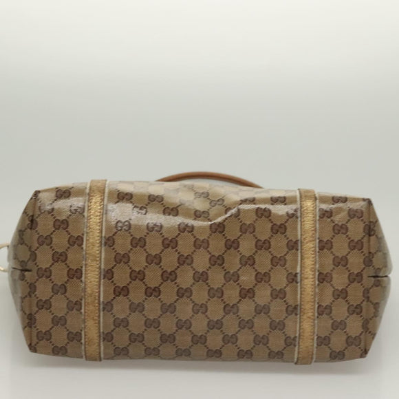 GUCCI GG Crystal Tote Bag Coated Canvas Beige Gold 197953 Auth 129915