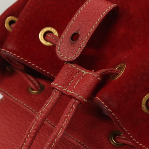 GUCCI Bamboo Backpack Suede Leather Red Gold 003 1956 0030 Auth 129916