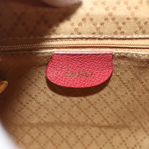 GUCCI Bamboo Backpack Suede Leather Red Gold 003 1956 0030 Auth 129916