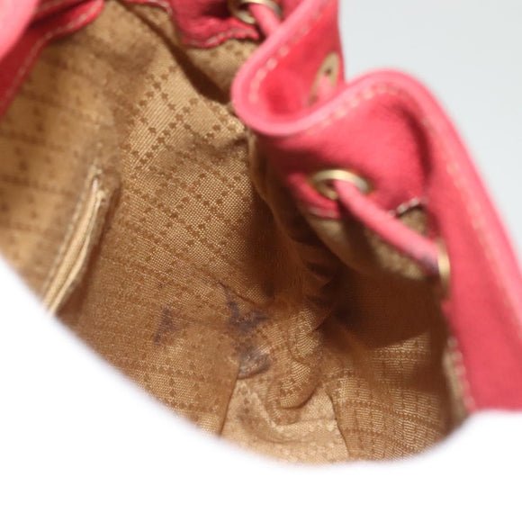 GUCCI Bamboo Backpack Suede Leather Red Gold 003 1956 0030 Auth 129916