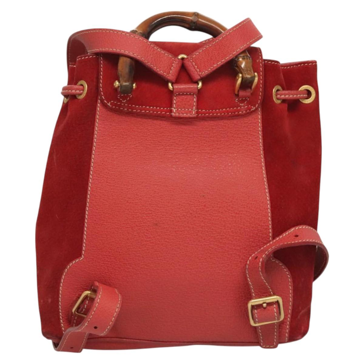 Gucci Backpack Bamboo 003 Brown Suede Leather Gucci Suede Bamboo Handle Backpack – Connect Japan Luxury main image 2