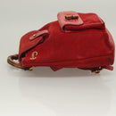 GUCCI Bamboo Backpack Suede Leather Red Gold 003 1956 0030 Auth 129916-5