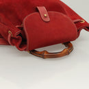 GUCCI Bamboo Backpack Suede Leather Red Gold 003 1956 0030 Auth 129916-6