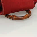 GUCCI Bamboo Backpack Suede Leather Red Gold 003 1956 0030 Auth 129916-7