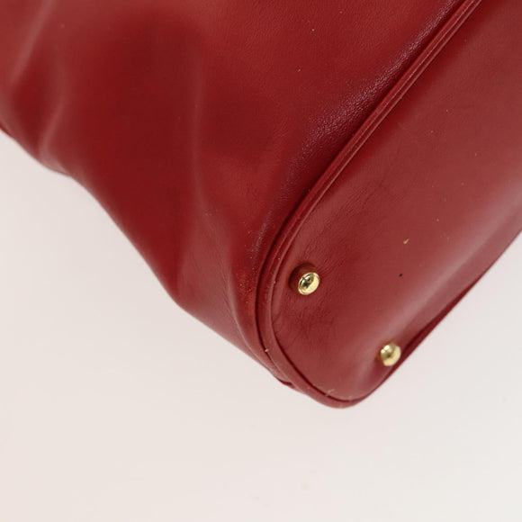 GUCCI Bamboo Hand Bag Leather Red Gold 000 2214 0289 Auth 129921