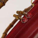 GUCCI Bamboo Hand Bag Leather Red Gold 000 2214 0289 Auth 129921-9