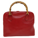 GUCCI Bamboo Hand Bag Leather Red Gold 000 2214 0289 Auth 129921-13