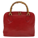GUCCI Bamboo Hand Bag Leather Red Gold 000 2214 0289 Auth 129921-2
