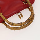GUCCI Bamboo Hand Bag Leather Red Gold 000 2214 0289 Auth 129921-7