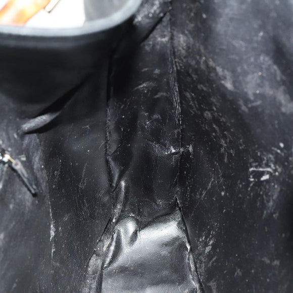 GUCCI Bamboo Hand Bag Leather 2way Black Gold 001 1577 Auth 129922