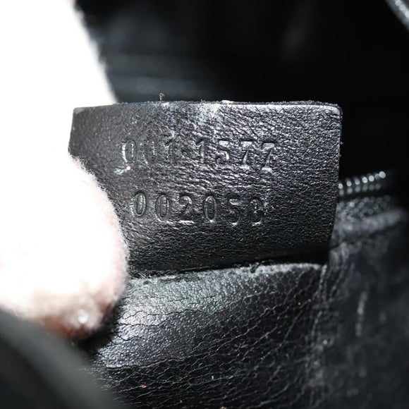 GUCCI Bamboo Hand Bag Leather 2way Black Gold 001 1577 Auth 129922