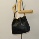 GUCCI Bamboo Hand Bag Leather 2way Black Gold 001 1577 Auth 129922-21