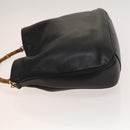 GUCCI Bamboo Hand Bag Leather 2way Black Gold 001 1577 Auth 129922-4