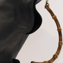 GUCCI Bamboo Hand Bag Leather 2way Black Gold 001 1577 Auth 129922-6