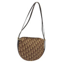 Christian Dior Trotter Canvas Shoulder Bag Brown Gold Auth 129927-1