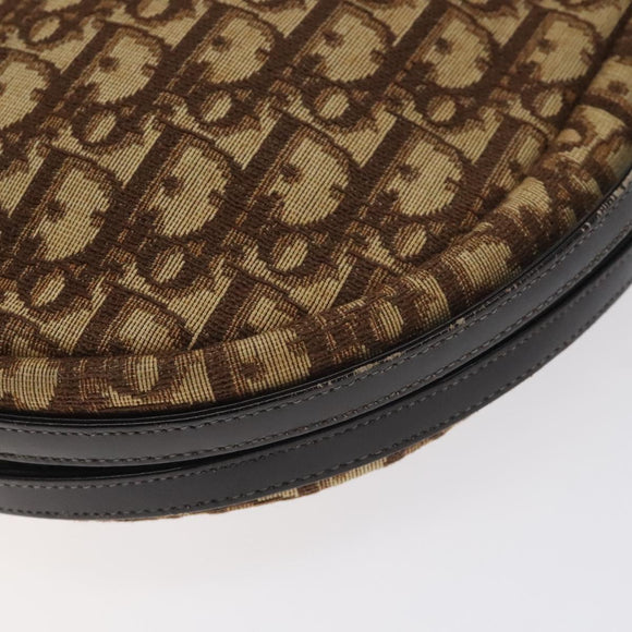 Christian Dior Trotter Canvas Shoulder Bag Brown Gold Auth 129927