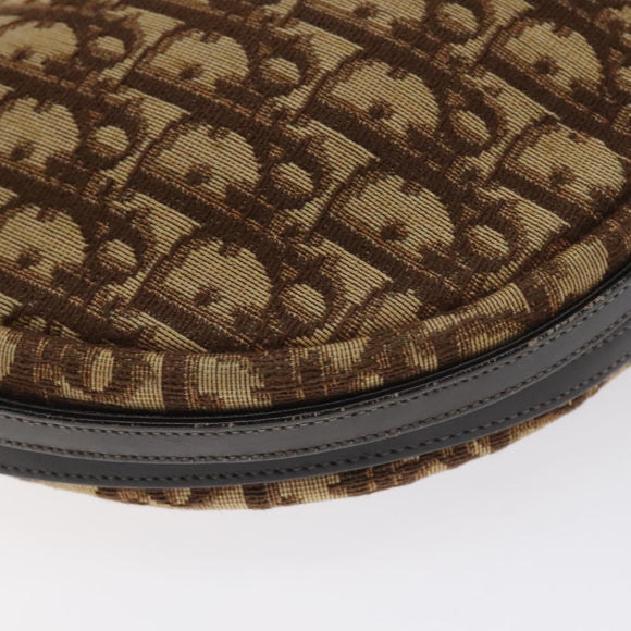Christian Dior Trotter Canvas Shoulder Bag Brown Gold Auth 129927