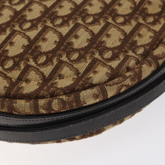 Christian Dior Trotter Canvas Shoulder Bag Brown Gold Auth 129927