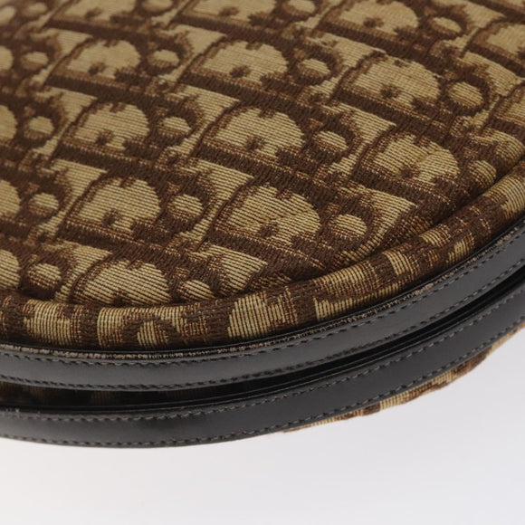 Christian Dior Trotter Canvas Shoulder Bag Brown Gold Auth 129927