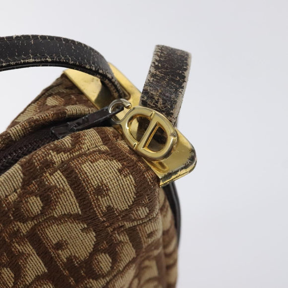 Christian Dior Trotter Canvas Shoulder Bag Brown Gold Auth 129927