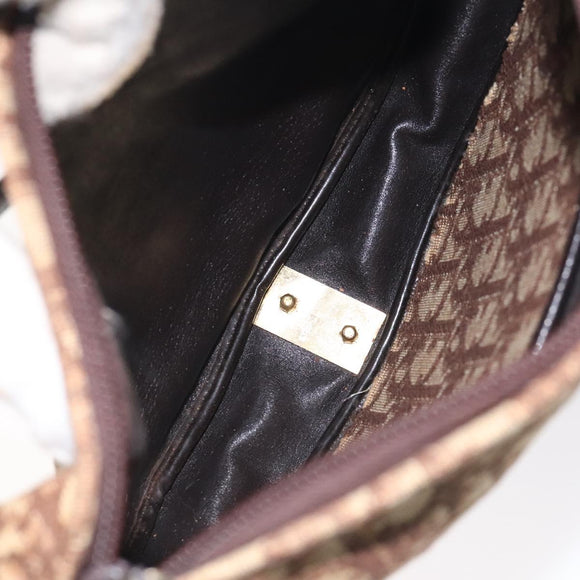 Christian Dior Trotter Canvas Shoulder Bag Brown Gold Auth 129927
