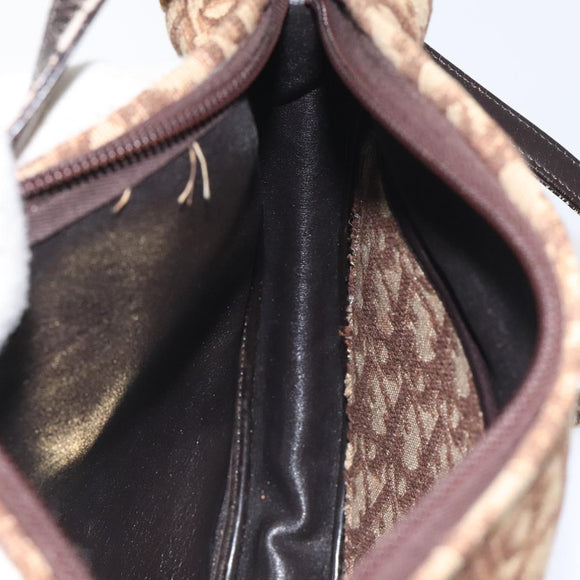 Christian Dior Trotter Canvas Shoulder Bag Brown Gold Auth 129927