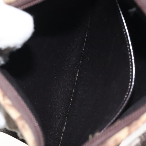 Christian Dior Trotter Canvas Shoulder Bag Brown Gold Auth 129927