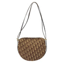 Christian Dior Trotter Canvas Shoulder Bag Brown Gold Auth 129927-13