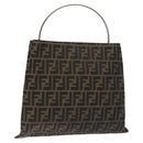 FENDI Zucca Canvas Hand Bag Black Brown Auth 129930-1
