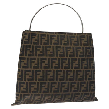 FENDI Zucca Canvas Hand Bag Black Brown Auth 129930