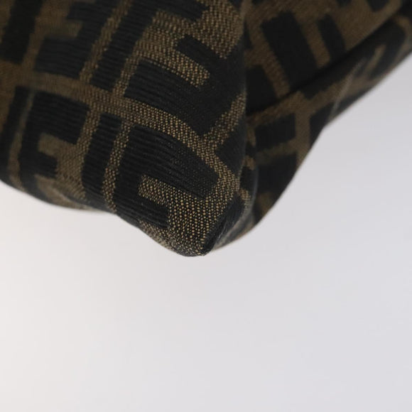 FENDI Zucca Canvas Hand Bag Black Brown Auth 129930