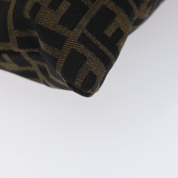 FENDI Zucca Canvas Hand Bag Black Brown Auth 129930