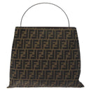 FENDI Zucca Canvas Hand Bag Black Brown Auth 129930-13