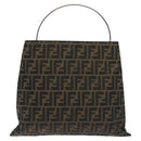 FENDI Zucca Canvas Hand Bag Black Brown Auth 129930-2