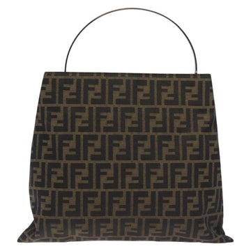 FENDI Zucca Canvas Hand Bag Black Brown Auth 129930 - 0