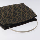 FENDI Zucca Canvas Hand Bag Black Brown Auth 129930-6