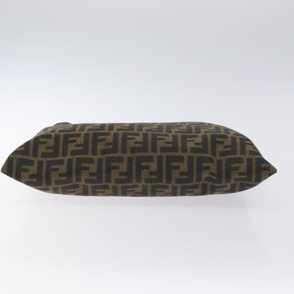 FENDI Zucca Canvas Hand Bag Black Brown Auth 129930