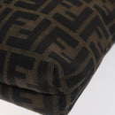 FENDI Zucca Canvas Shoulder Bag Black Brown Auth 129931-10