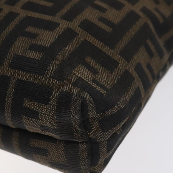 FENDI Zucca Canvas Shoulder Bag Black Brown Auth 129931