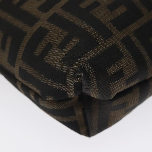 FENDI Zucca Canvas Shoulder Bag Black Brown Auth 129931