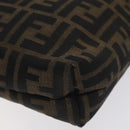 FENDI Zucca Canvas Shoulder Bag Black Brown Auth 129931-12